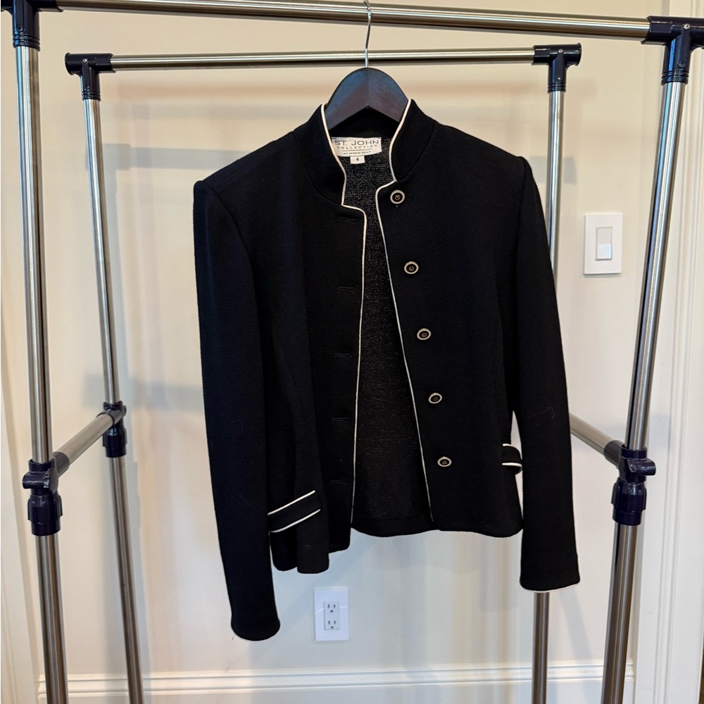 St. John Black Blazer with White Accents